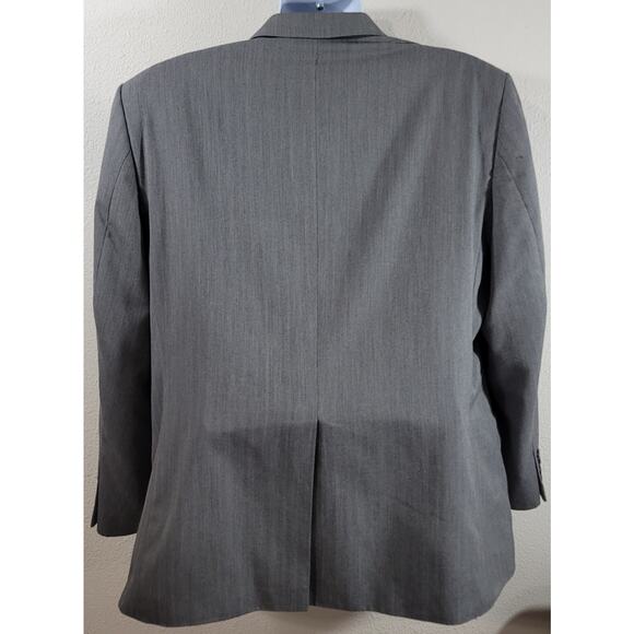 Haggar Gray 2 Button Closure Lined Blazer 46R Lightweight Inside Pockets - Picture 2 of 7